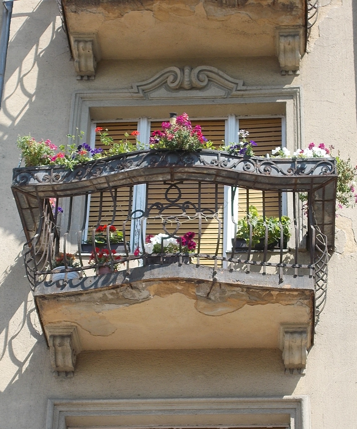 Balcony decorated with flower boxes